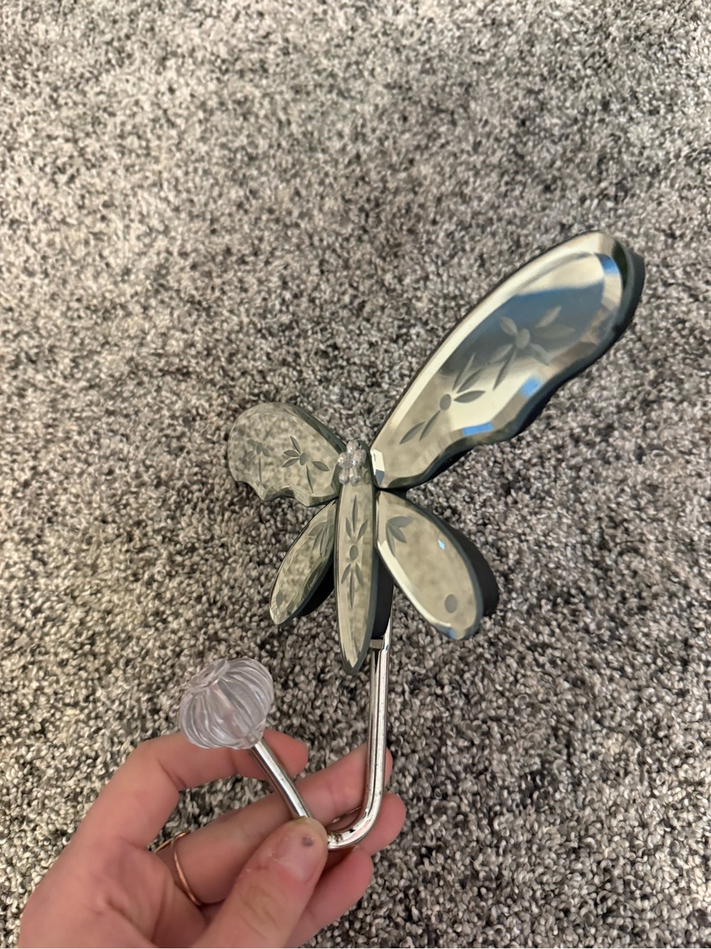 Vintage Decorative Mirrored Butterfly Wall Hook in Silver - Picture 2 of 2